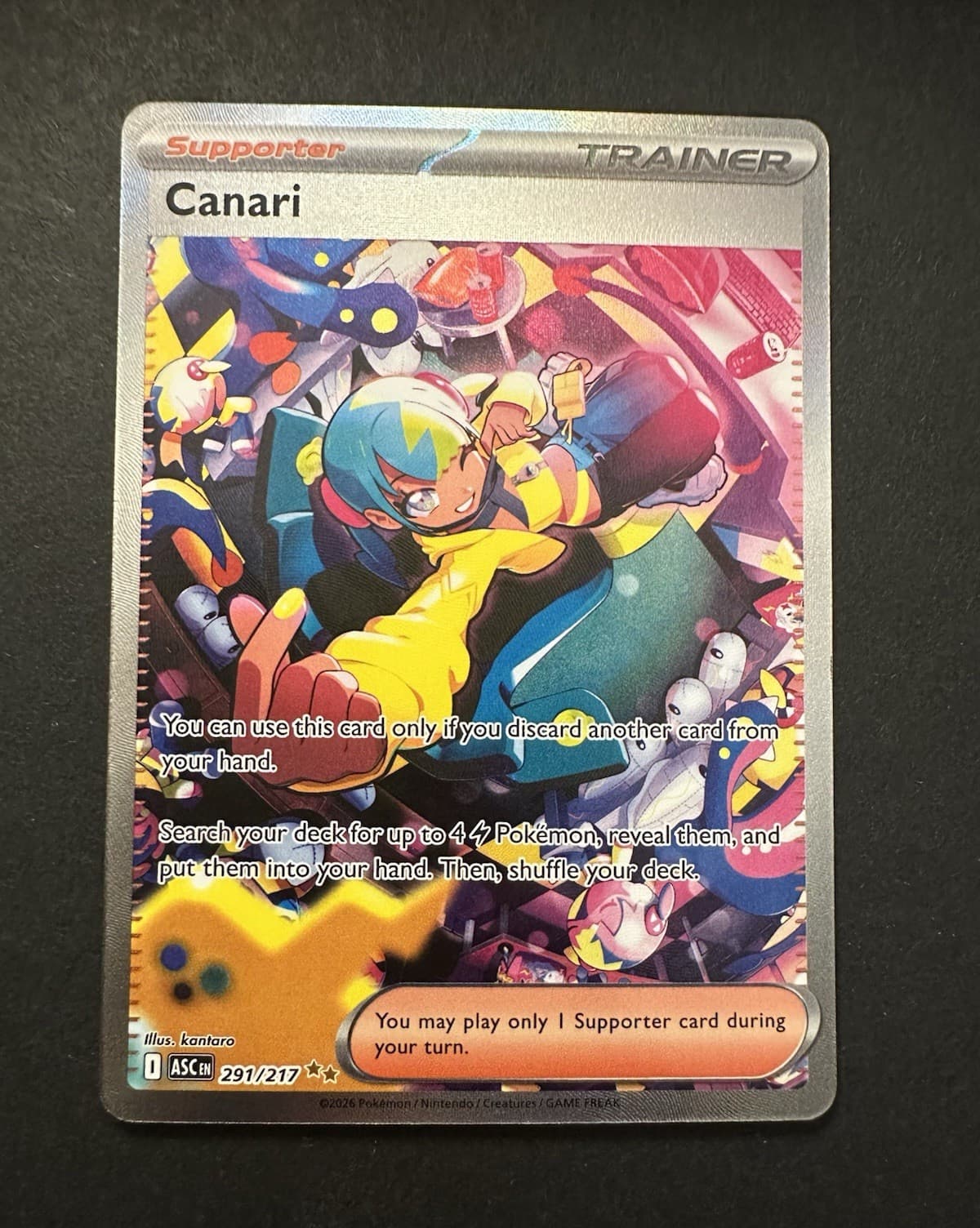Pokemon TCG Canari 291/217 ASC Full Art Trainer/Supporter EN NM