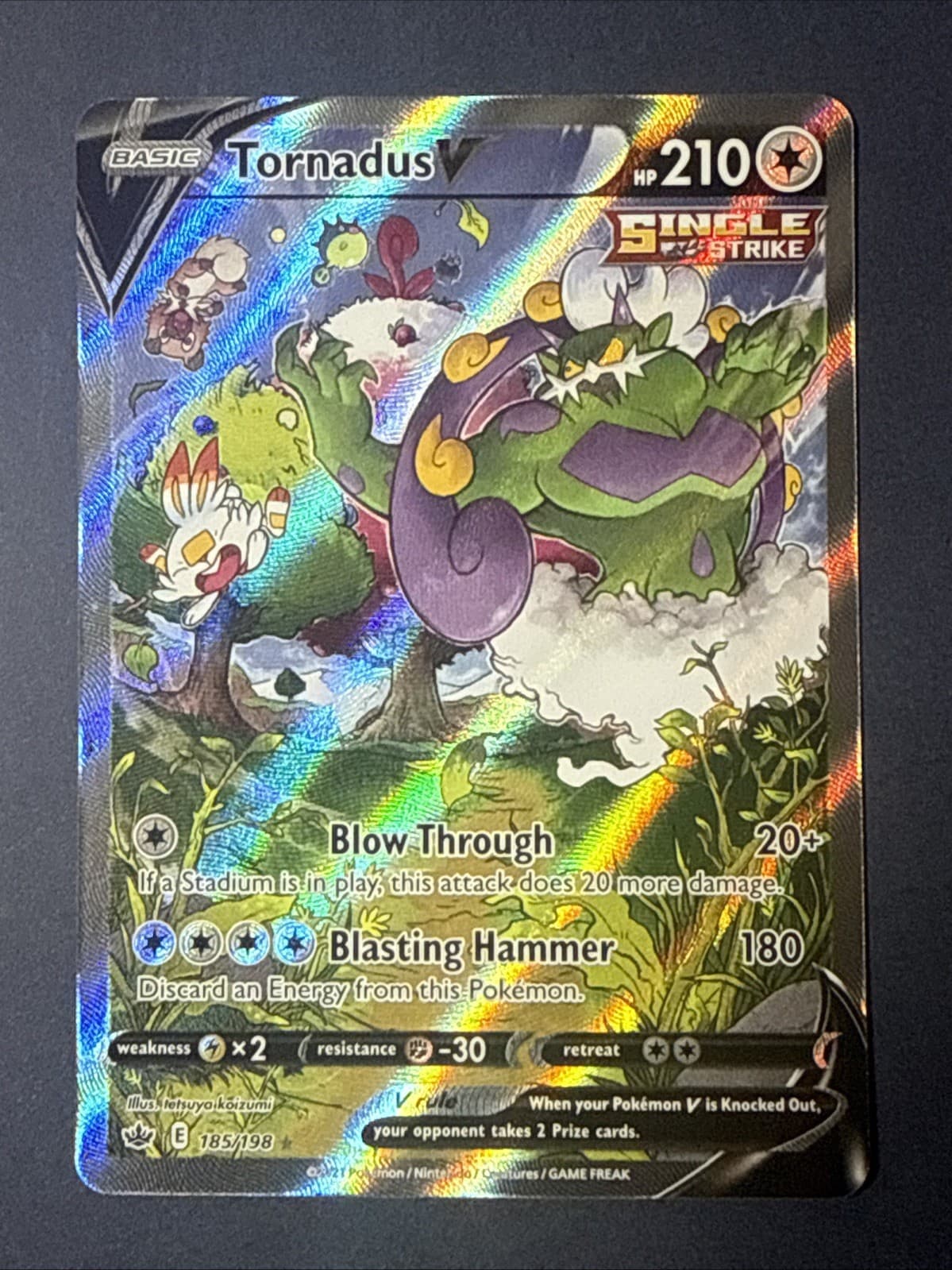 Tornadus V (Alternate Full Art) 185/198 Swsh06 Sword & Shield Chilling Reign NM