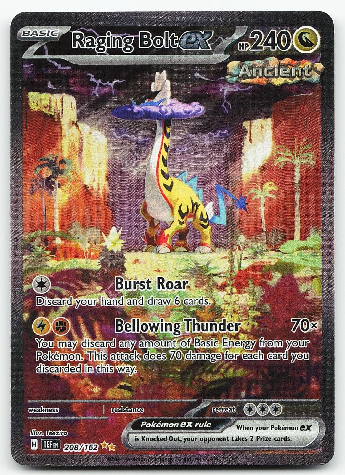 Pokemon Raging Bolt ex 208/162 Temporal Forces Special Illustration Rare Holo NM