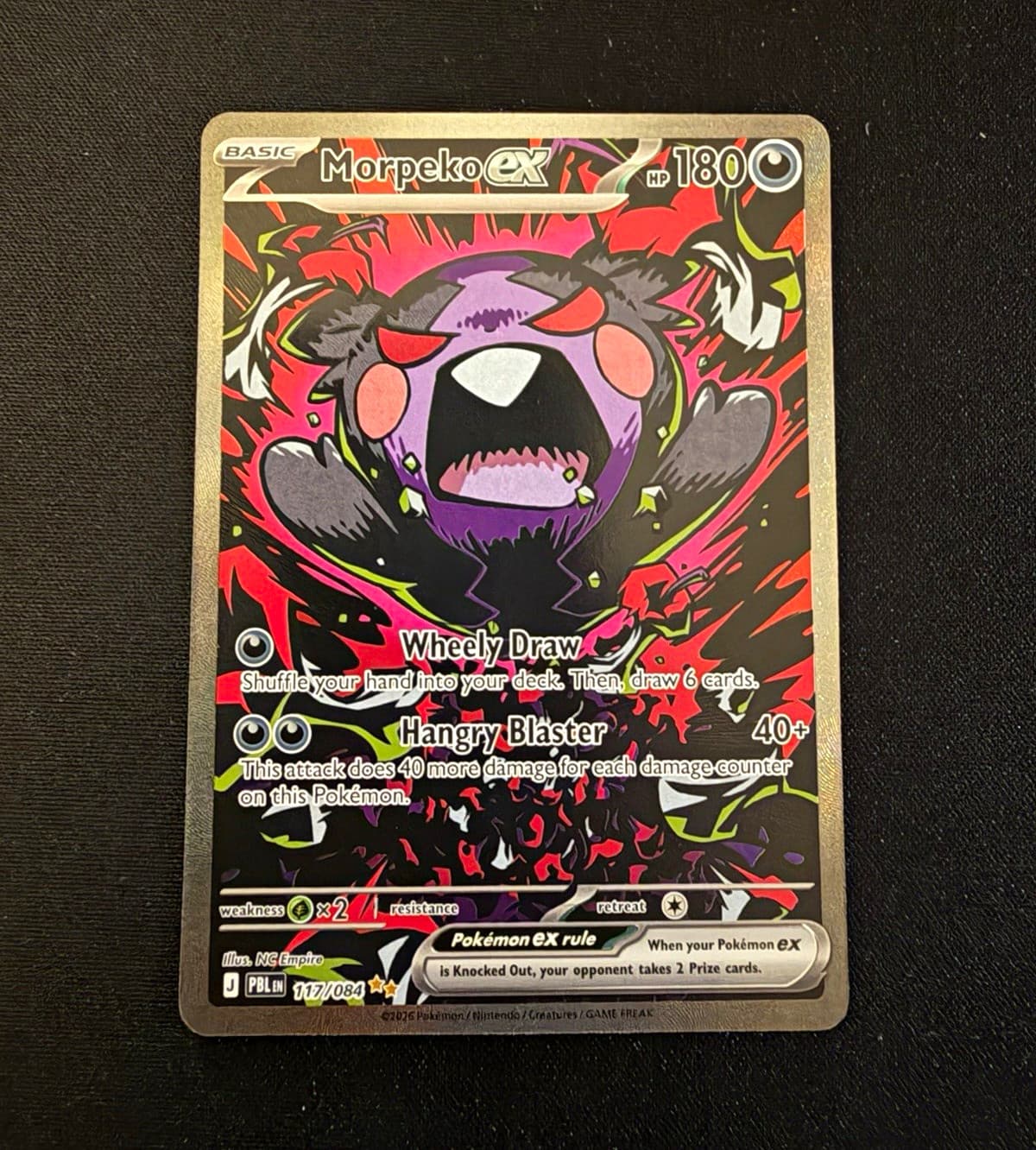 Morpeko ex 117/084 180 HP SIR Holo English 2026 Pitch Black, Excellent Condition