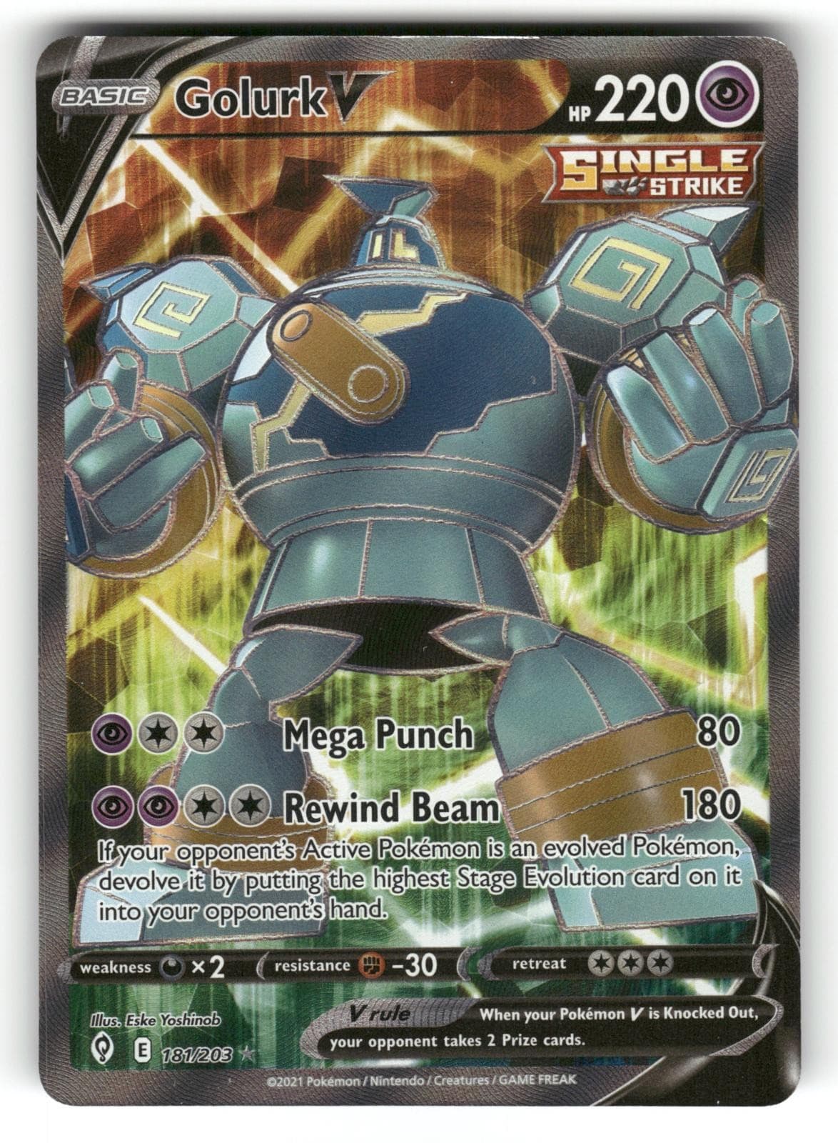 Golurk V LP 181/203 Holo Evolving Skies Pokemon Ultra Rare