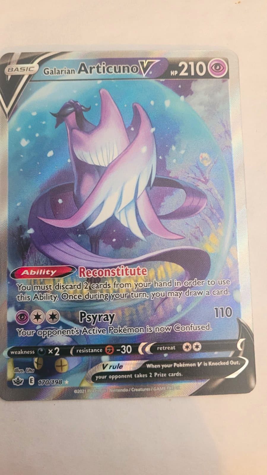 Pokemon TCG Chilling Reign Galarian Articuno V 170/198 Holo FA