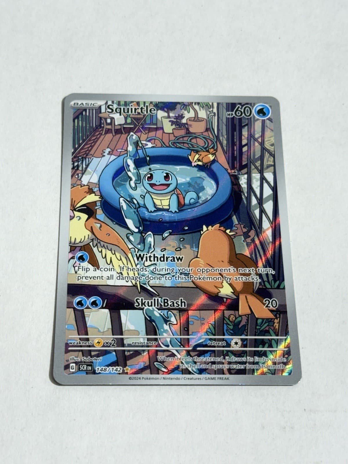 Pokémon TCG Squirtle 148/142 Sv07: Stellar Crown Illustration Rare Full Art Holo