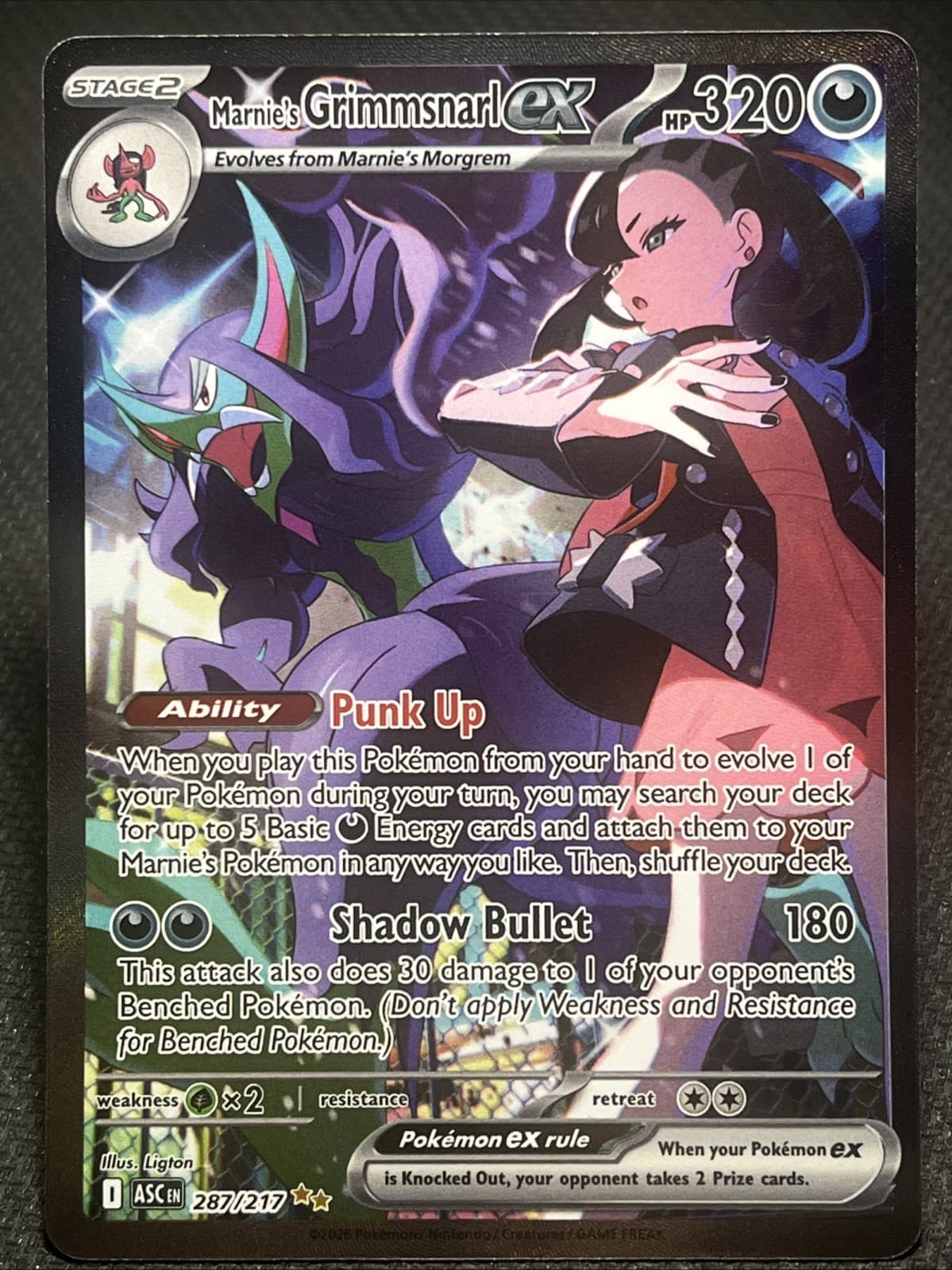 Marnie’s Grimmsnarl Ex 287/217 Ascended Heroes Special Illustration Rare