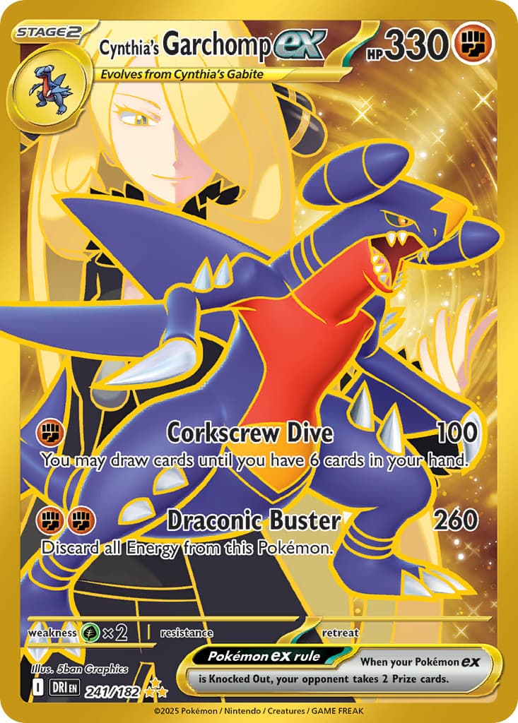 Cynthia's Garchomp ex 241/182 Hyper Rare Destined Rivals Pokemon Holo NM