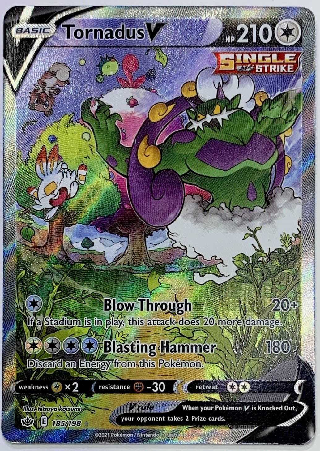 Tornadus V 185/198 Swsh06 Chilling Reign Full Art Holo Ultra Rare 210 HP EN 2021