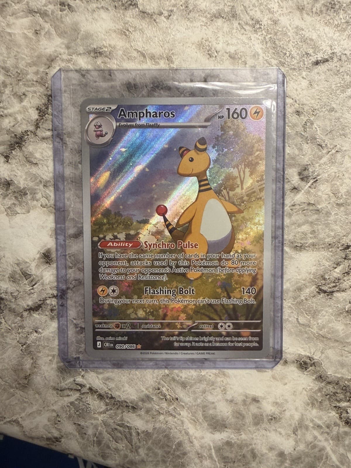 Pokémon TCG Ampharos 090/086 Chaos Rising Illustration Rare Holo Full Art EN