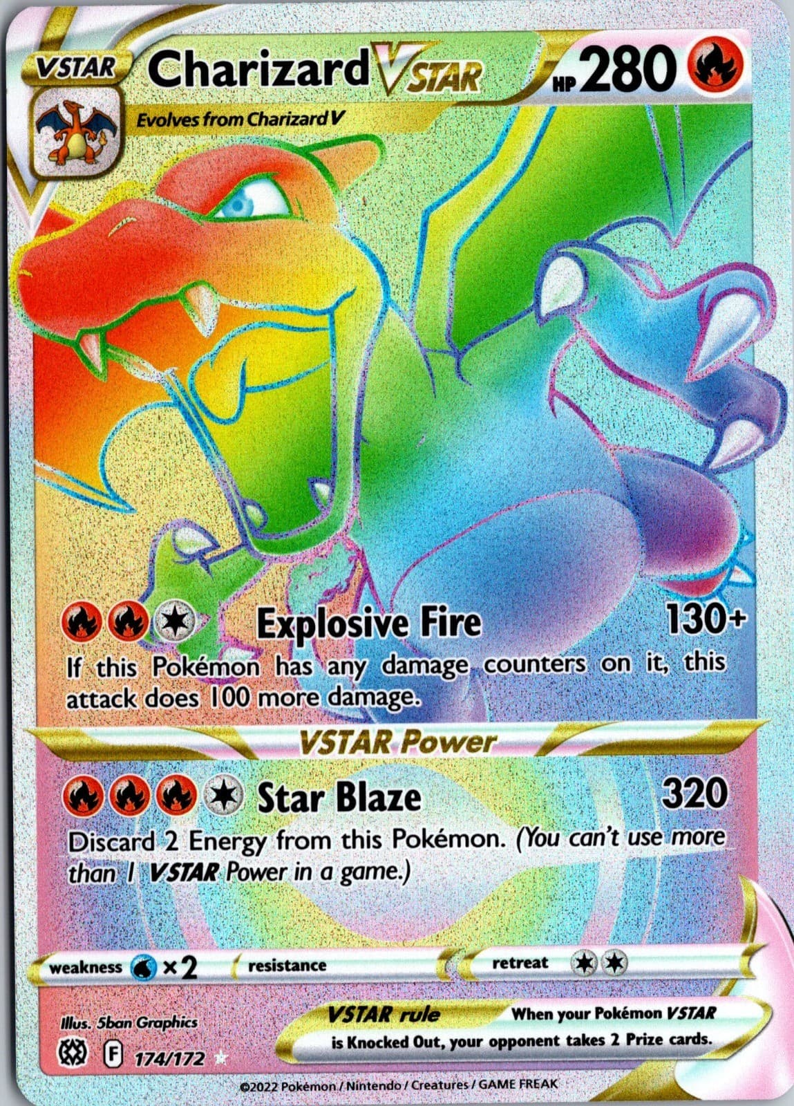 Charizard VSTAR (Secret) Holo Secret Rare SWSH09: Brilliant Stars 174/172 NM