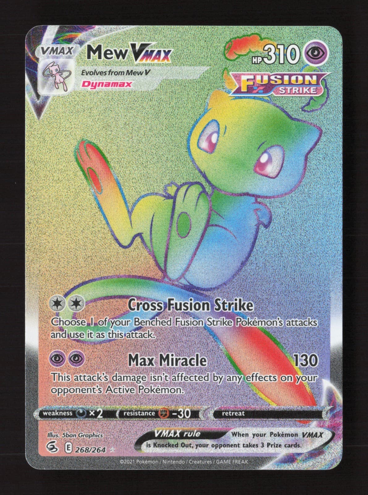 Mew VMAX (Secret) 268/264 Holo SWSH08: Fusion Strike LP Pokémon TCG
