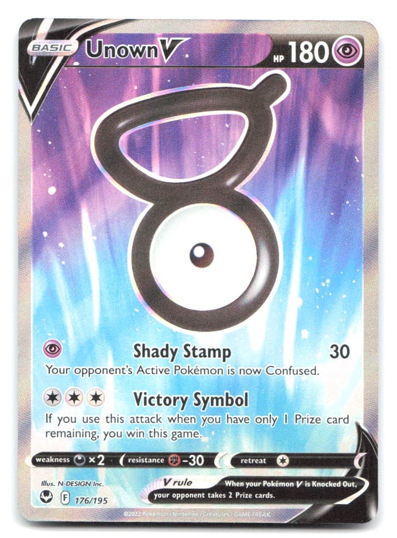 Unown V (Full Art) 176/195 - NM Ultra Rare Holofoil - SWSH12: Silver Tempest