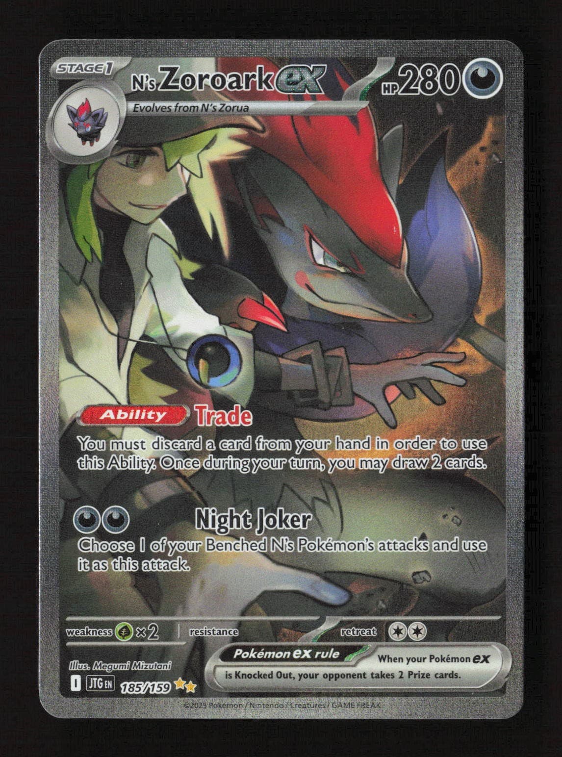 N's Zoroark ex 185/159 Journey Together SIR Pokemon TCG Holofoil NM