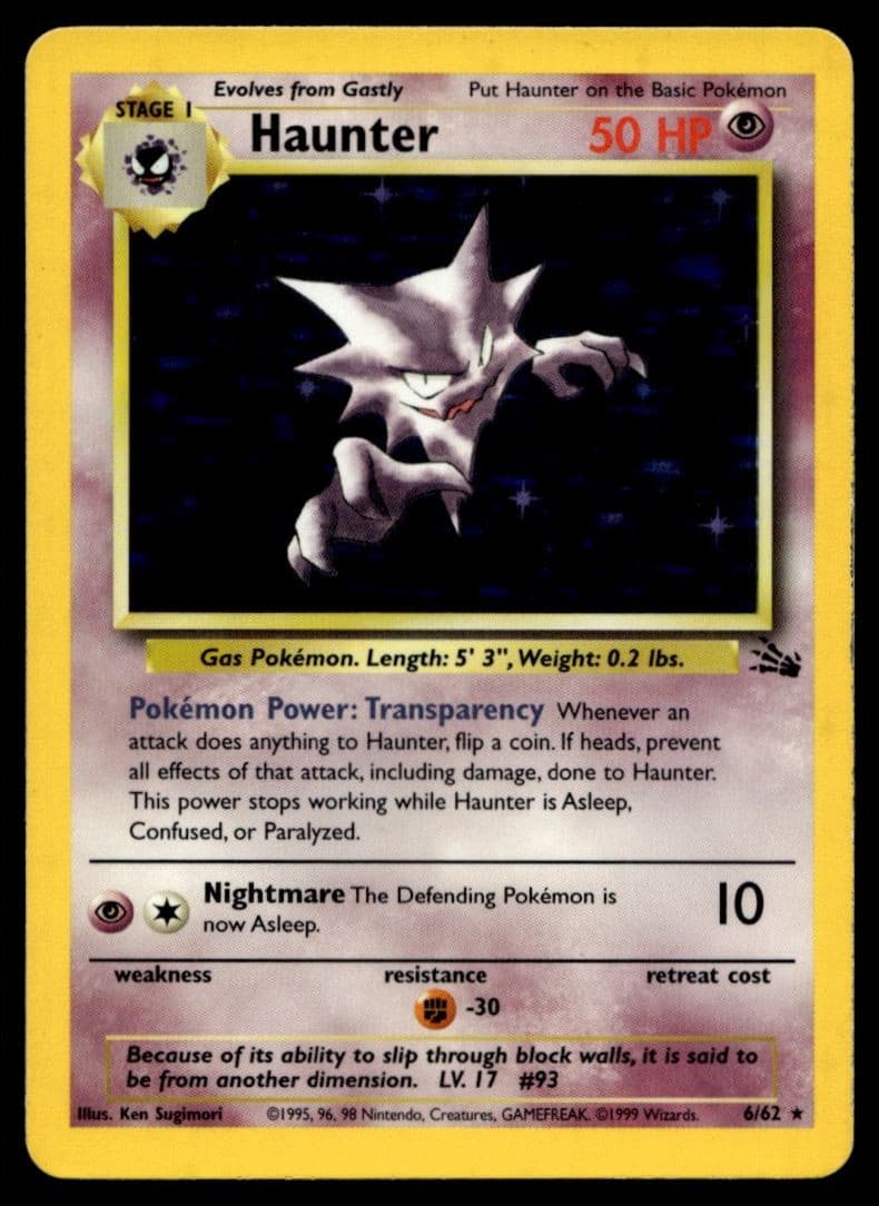 1999 Pokemon Fossil Haunter Holo Rare #6/62 A1