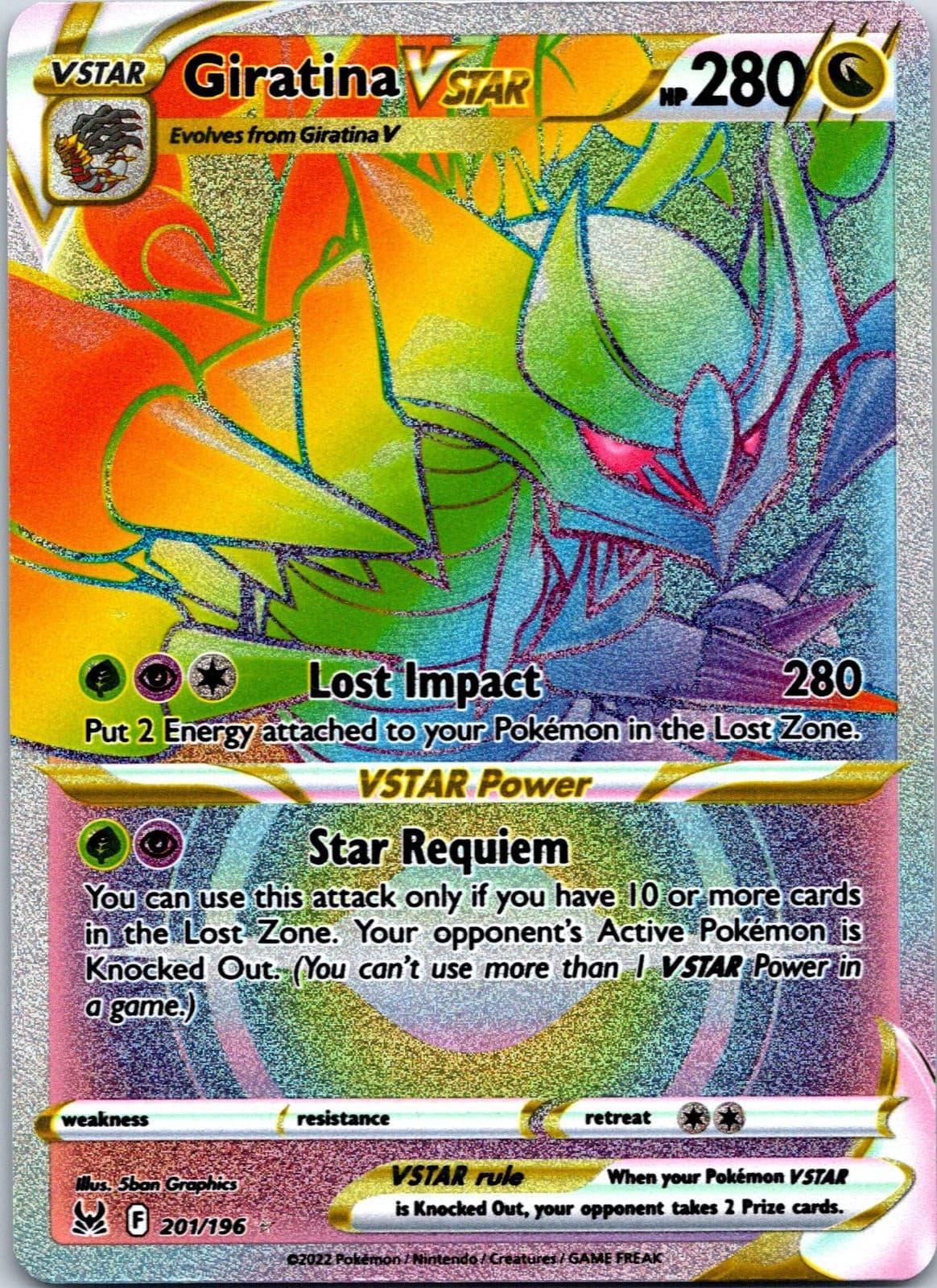 Giratina VSTAR 201 Secret Secret Rare SWSH11 Lost Origin 201/196 NM
