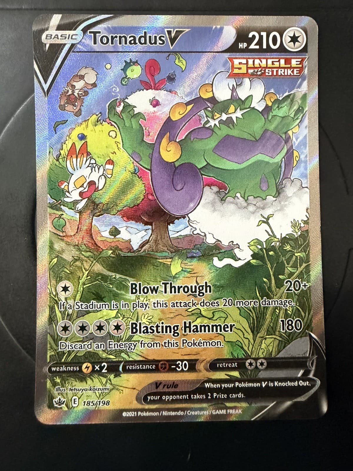 2021 Pokemon Chilling Reign Tornadus V #185/198 Alt Full Art Ultra Rare NM