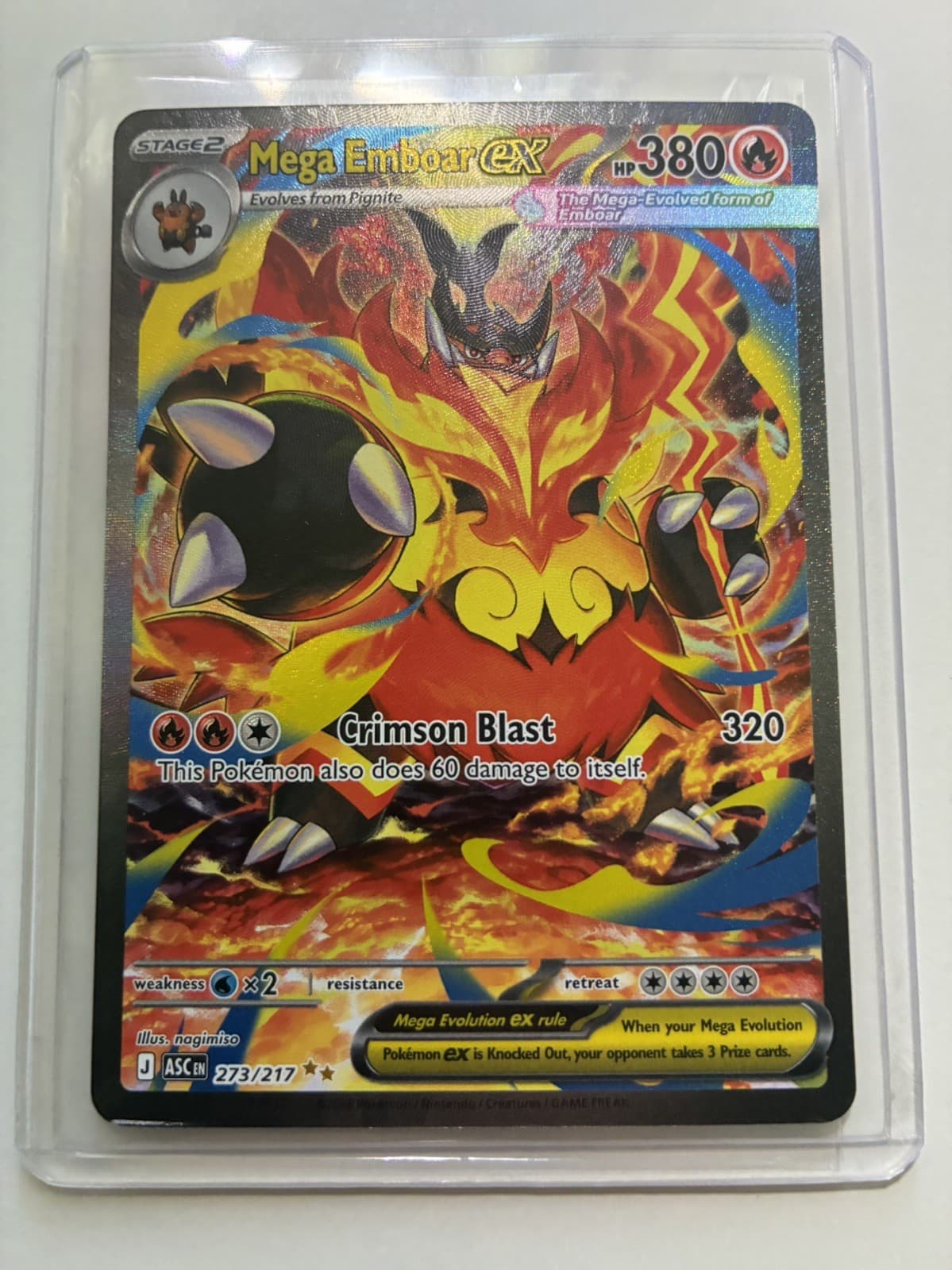 Mega Emboar EX 273/217 Ascended Heroes Secret Rare Full Art Holo English 380HP