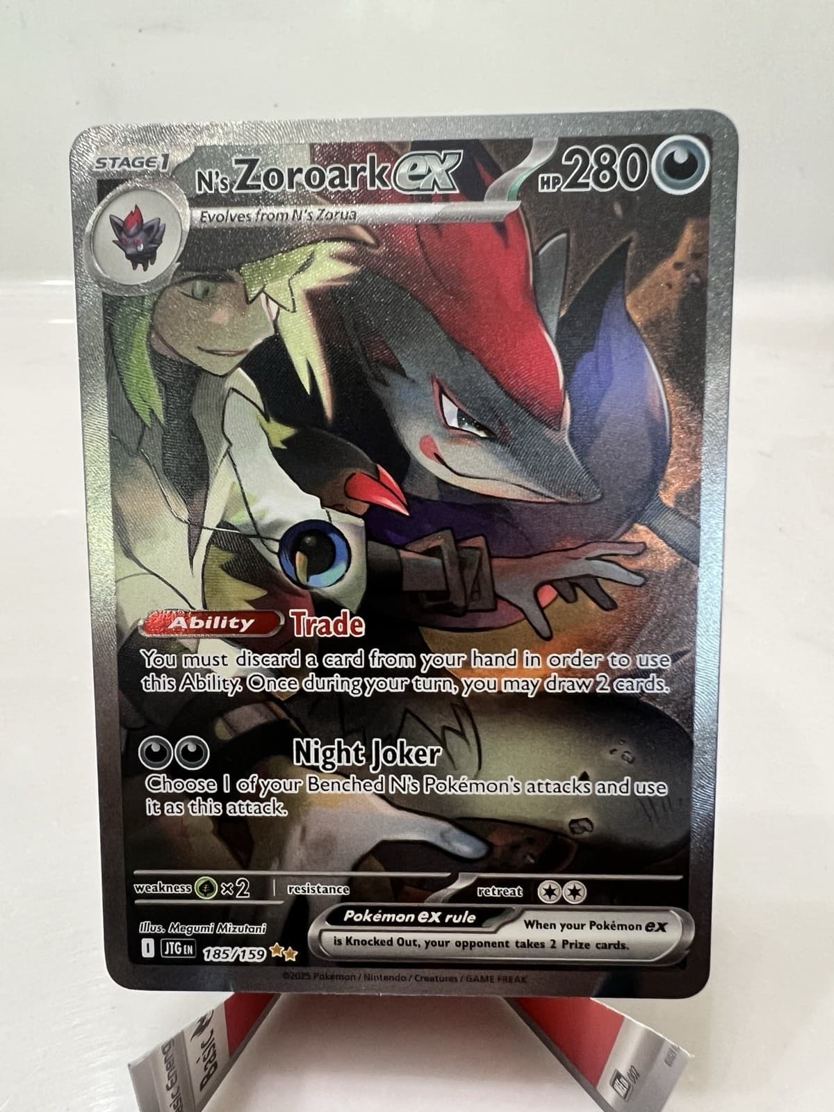 N's Zoroark EX 185/159 Sv09: Journey Together SIR, Gradeable Mint Condition
