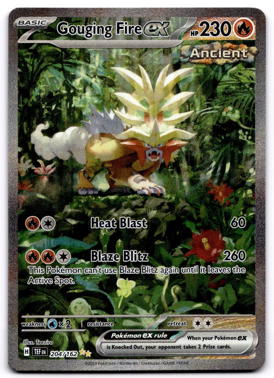 Gouging Fire ex 204/162 Temporal Forces Special Illustration Rare Pokemon - NM