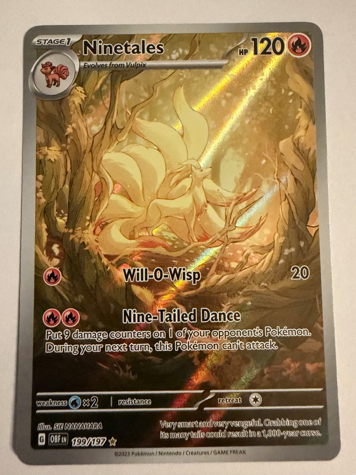 Ninetales 199/197 Illustration Rare Pokémon Obsidian Flames 2023 NM