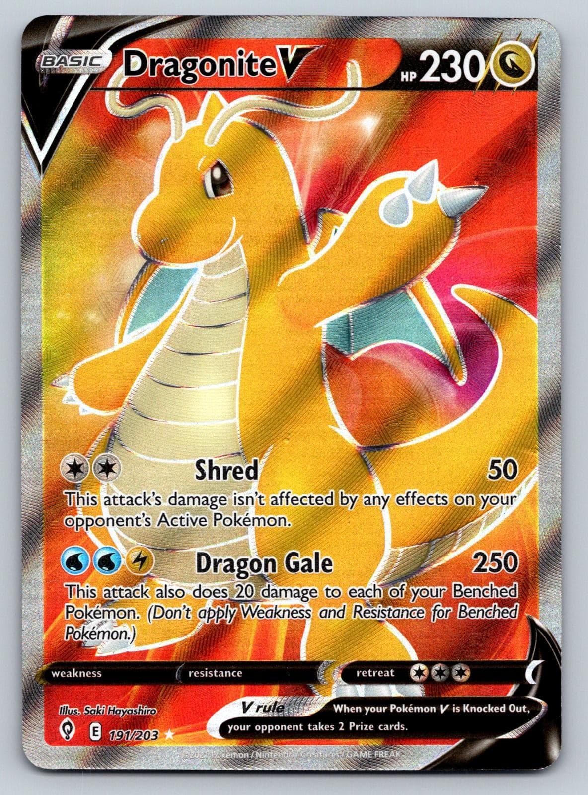 Dragonite V 191/203 Ultra Rare Evolving Skies Pokemon Holo Lightly Played