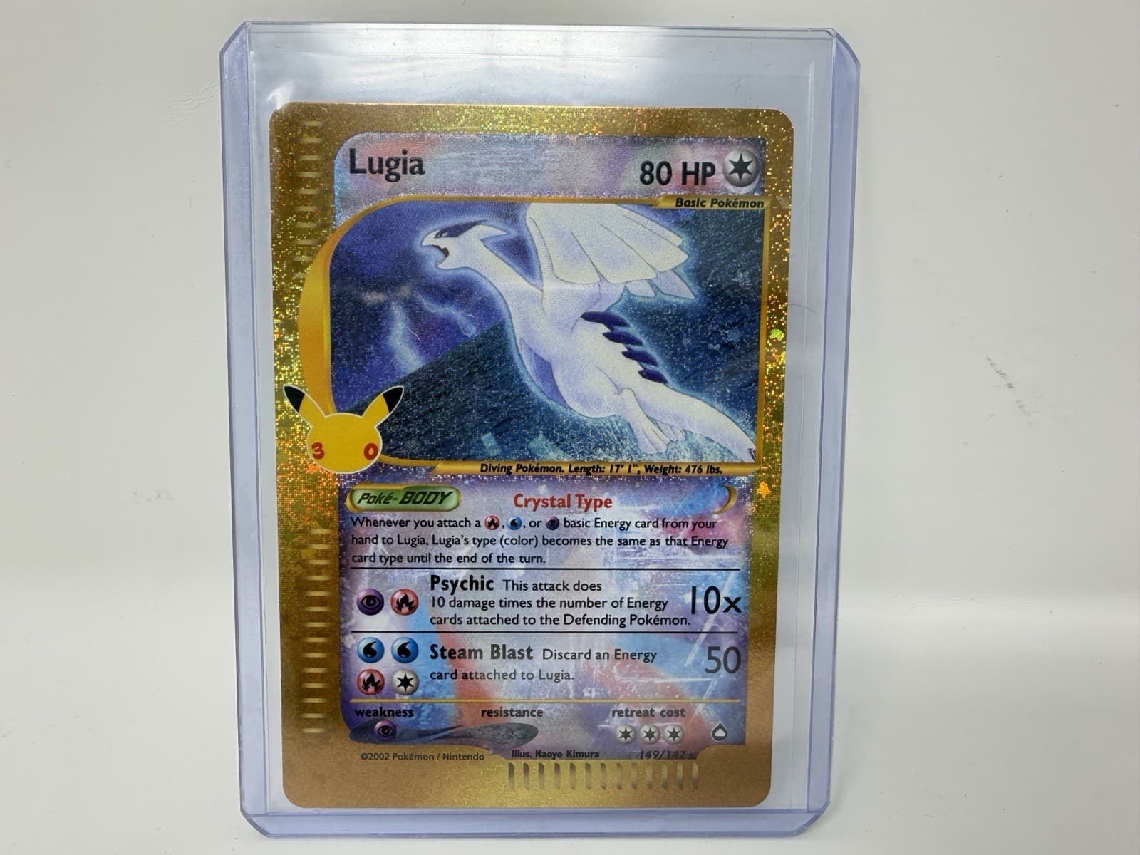 Pokémon TCG : Lugia Crystal Type 149/147 Gold Holo  – 30th Anniversary