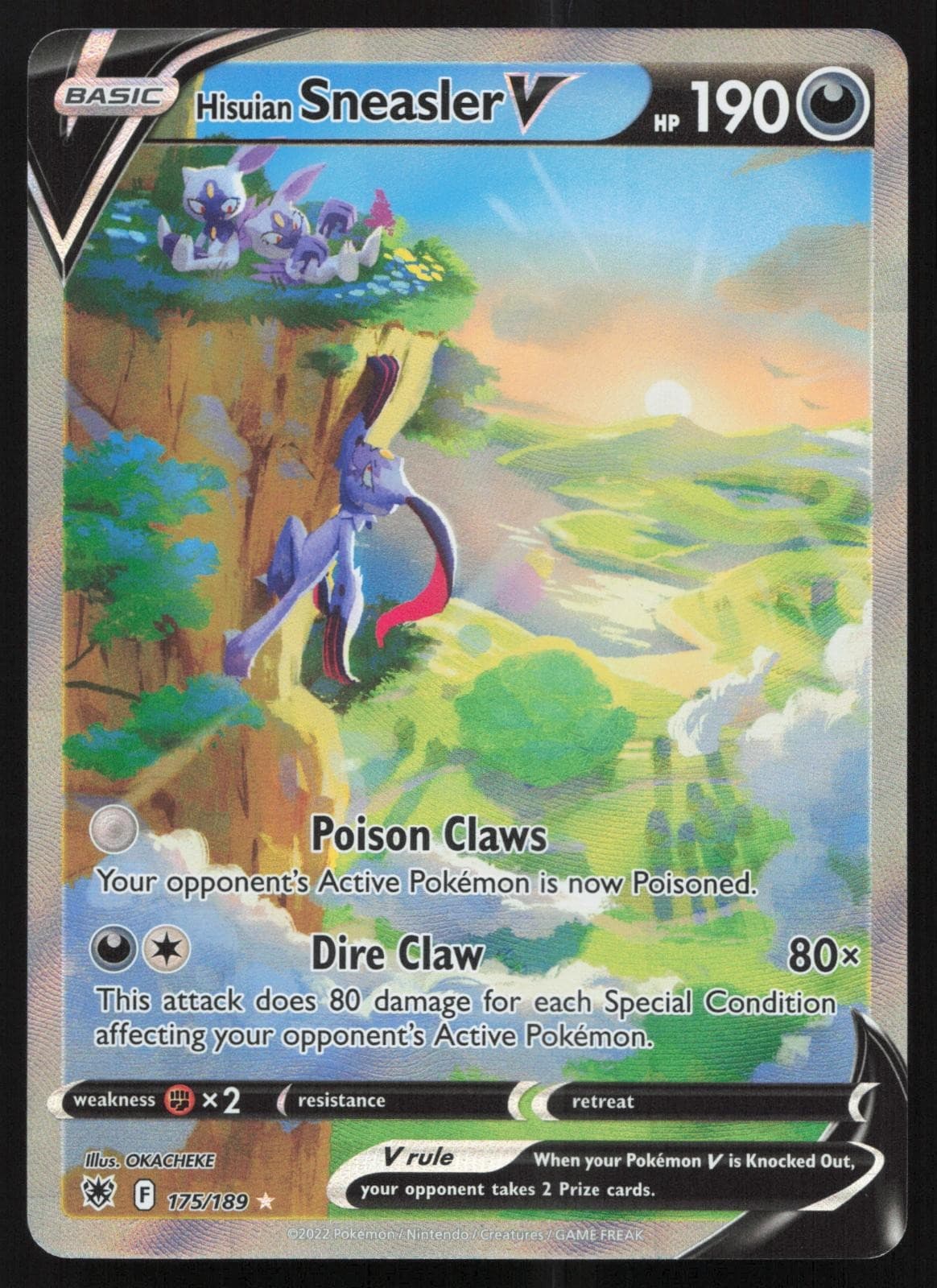 Pokemon Hisuian Sneasler V Ultra Rare 175/189 Astral Radiance 2022 NM