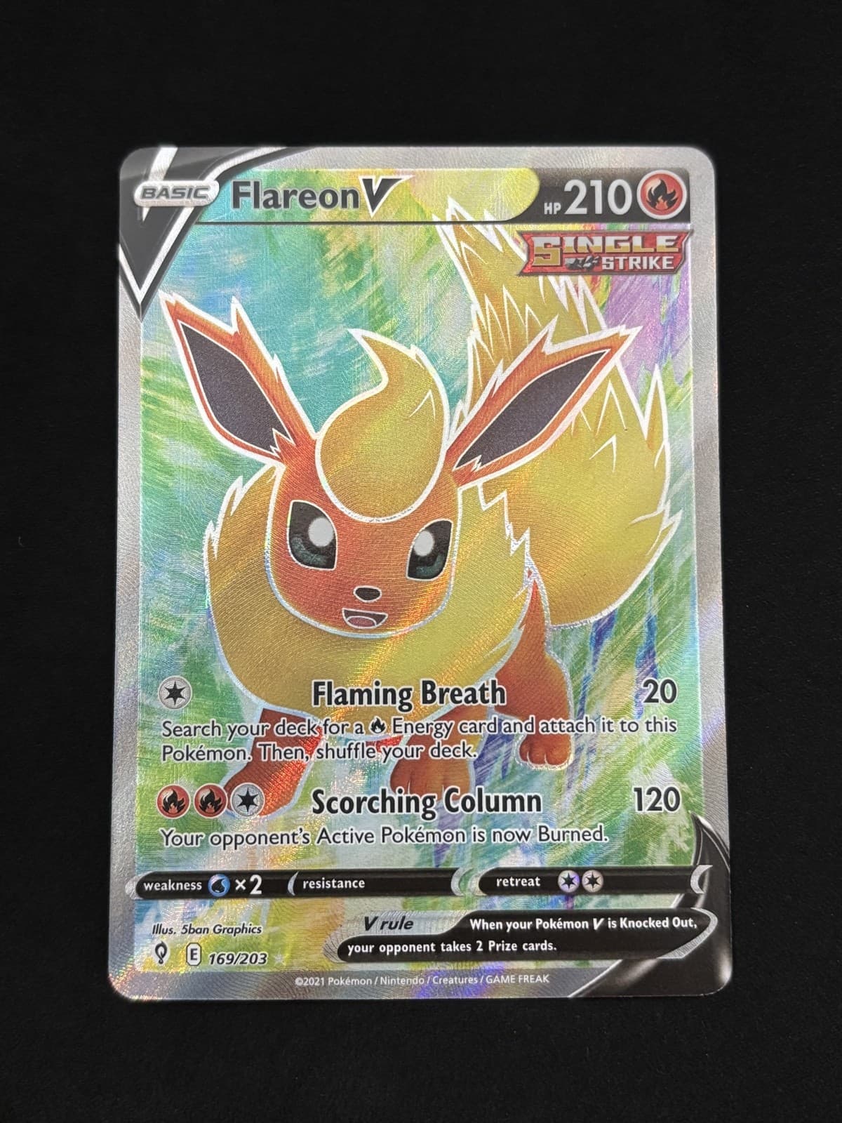 Flareon V (Full Art) 169/203 SWSH07: Evolving Skies Holo Pokémon TCG - NM