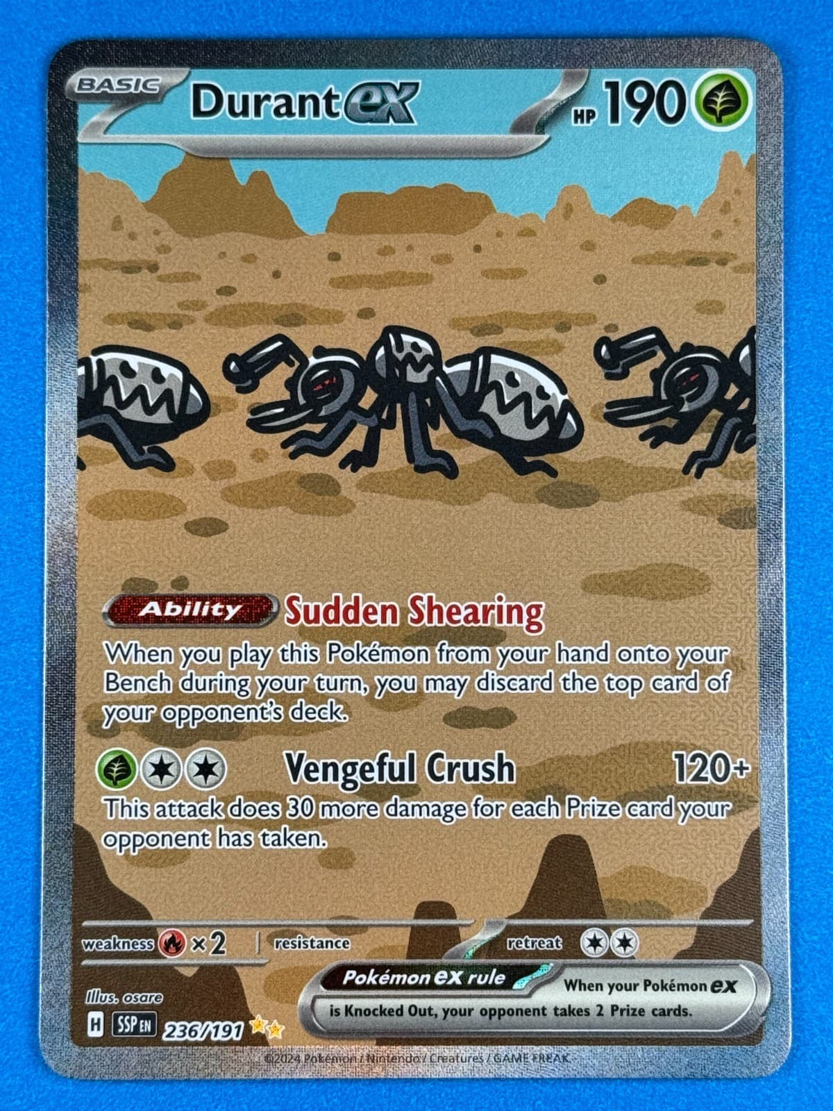 Pokemon Durant EX #236/191 Special Illustration Rare SV08 Surging Sparks 2024