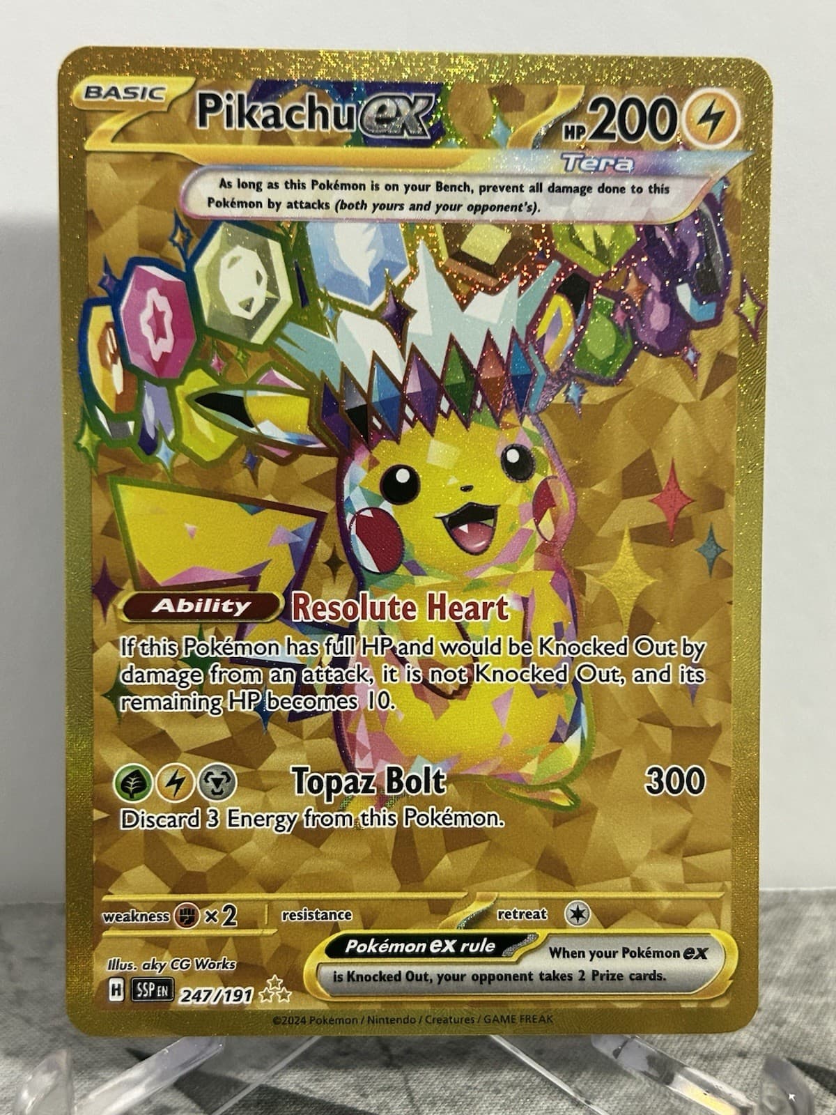 Pokemon TCG Pikachu 247/191 Hyper Rare Gold Surging Sparks NM