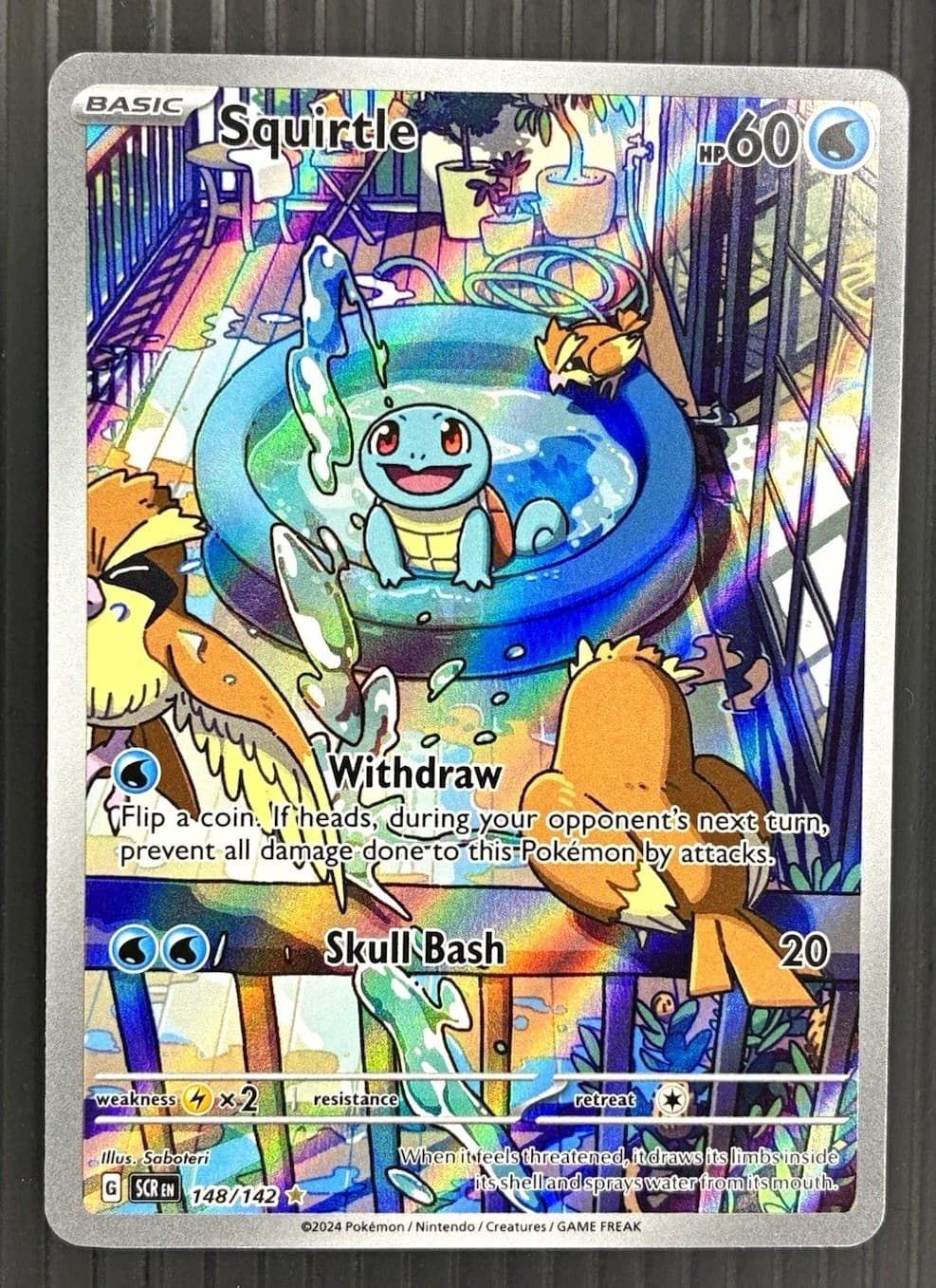 Pokémon Squirtle 148/142 Sv07 Stellar Crown Illustration Rare Holo EN 2024 NM/M
