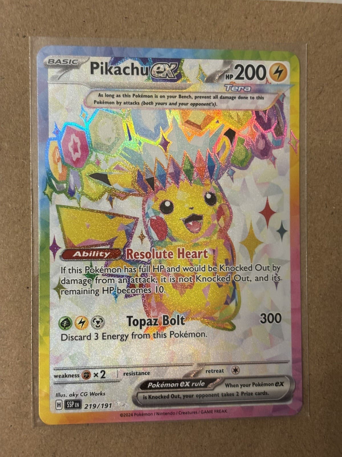 Pikachu ex - 219/191 Surging Sparks Holo Full Art Pokemon - NM