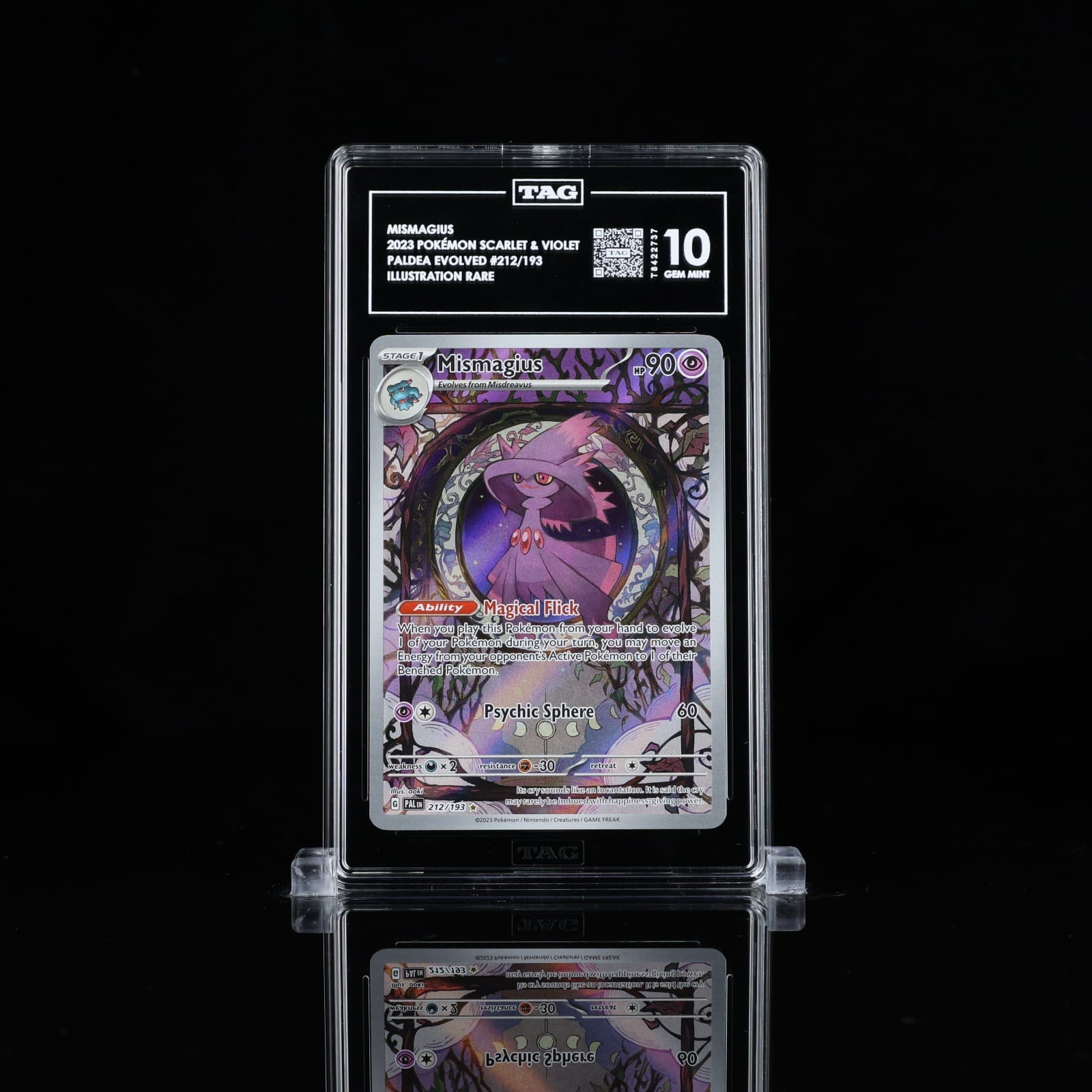TAG GEM MINT 10 Mismagius 212/193 Sv02: Paldea Evolved IR Holo