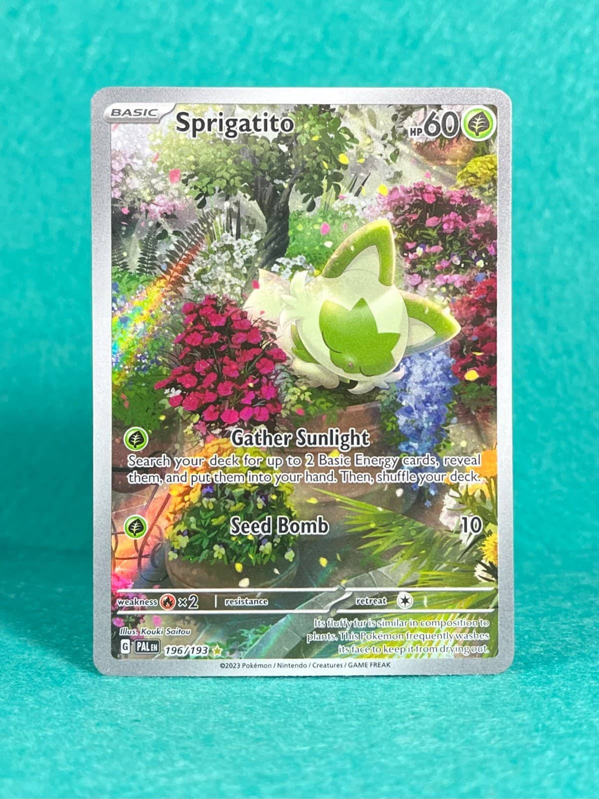 Sprigatito 196/193 Holo Illustration Rare Paldea Evolved Pokemon 2023 - LP+/NM-