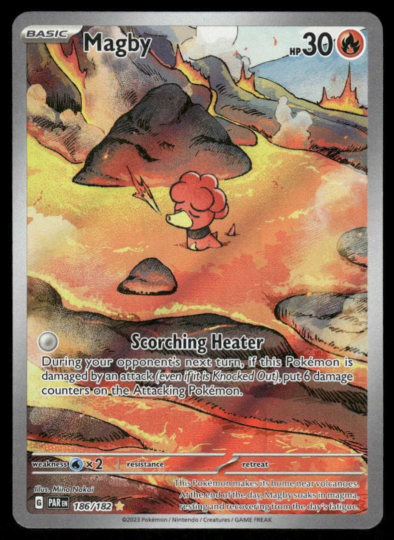 Pokemon Cards Magby 186/182 Holo Paradox Rift Illustration Rare NM
