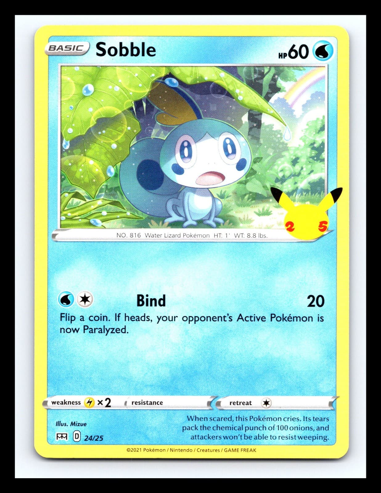 💥 Sobble # 24/25 Non Holo McDonalds 25th Anniversary Promo Pokemon 2021
