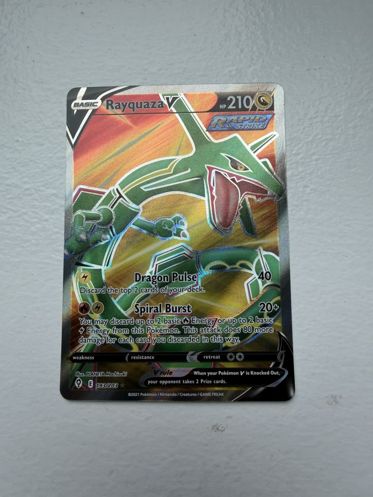 Rayquaza V (Full Art) Ultra Rare 193/203 Holo Evolving Skies Pokemon TCG | Mint!