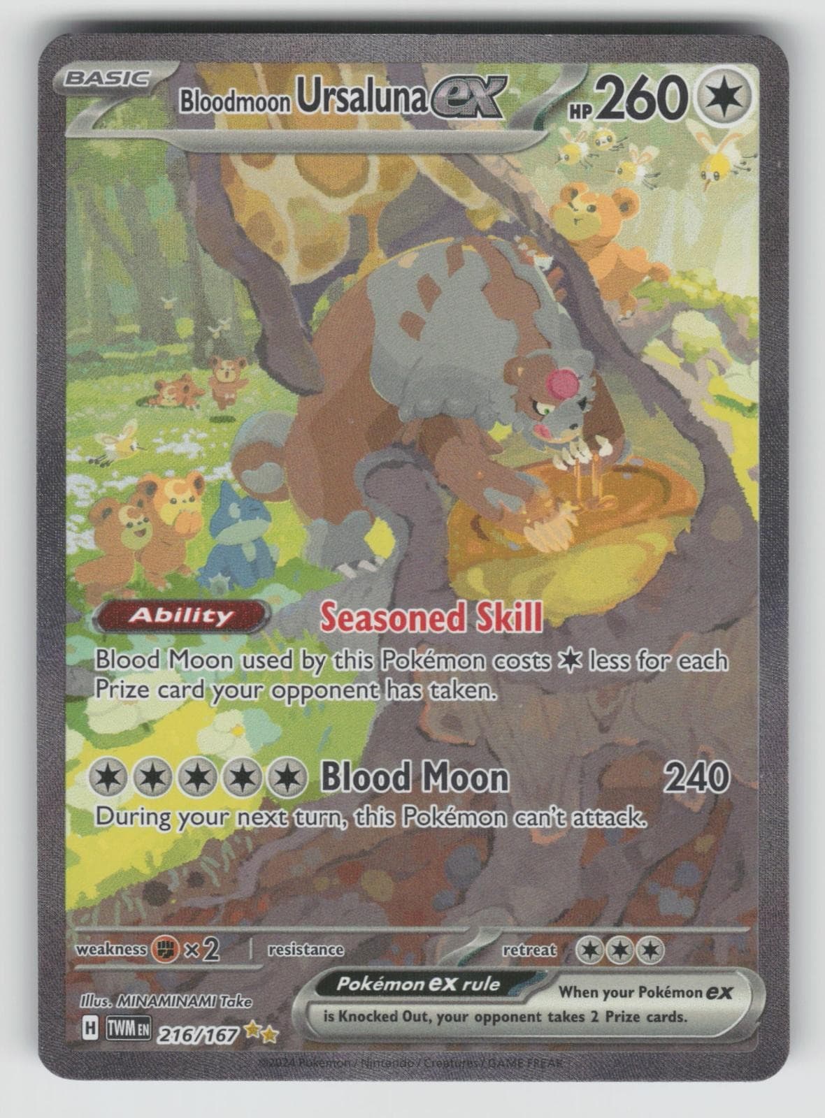 Bloodmoon Ursaluna ex 216/167 Twilight Masquerade Pokemon Holo NM