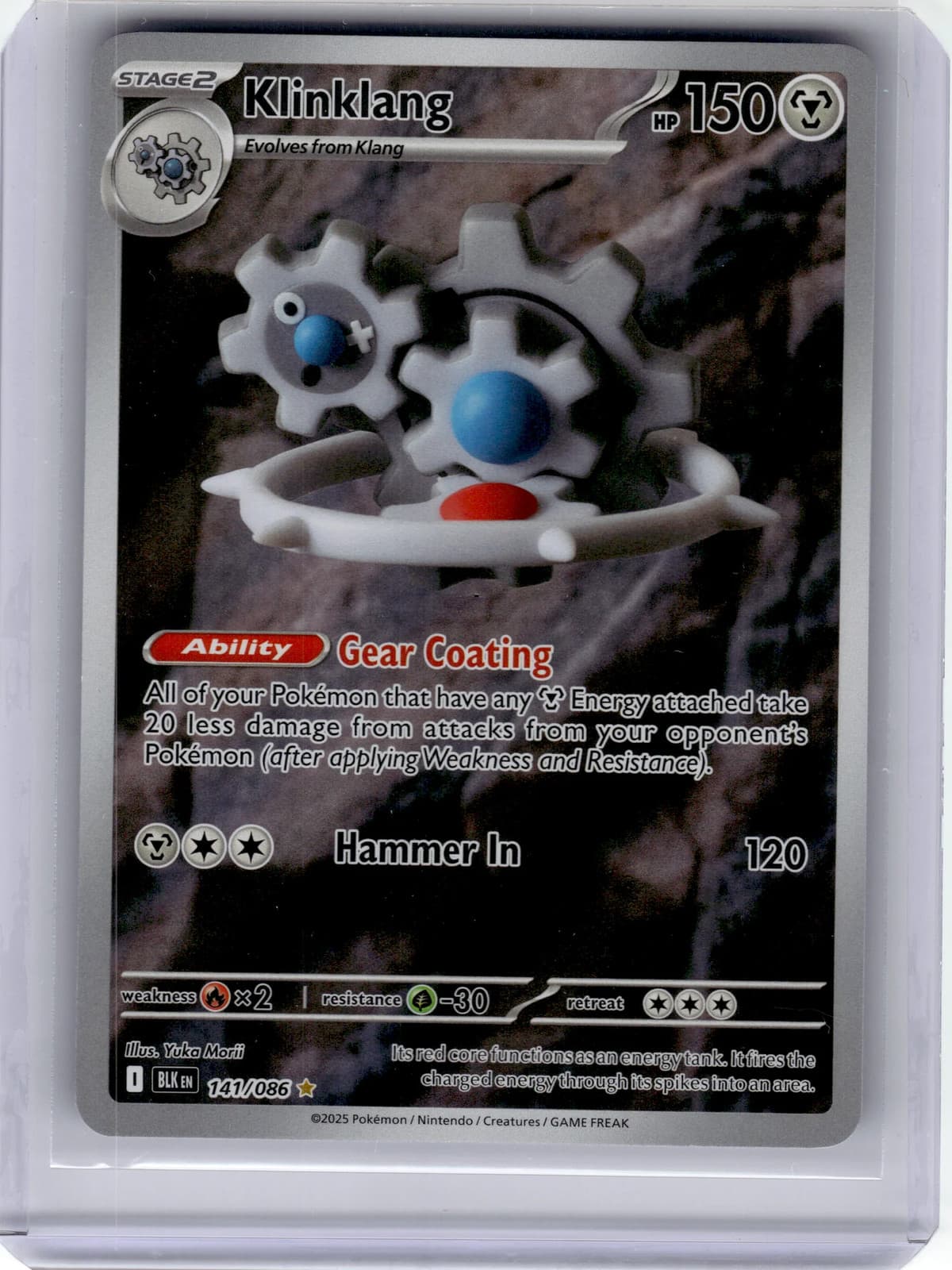 2025 Pokemon—Klinklang #141/86 Black Bolt—Illustration Rare Holo