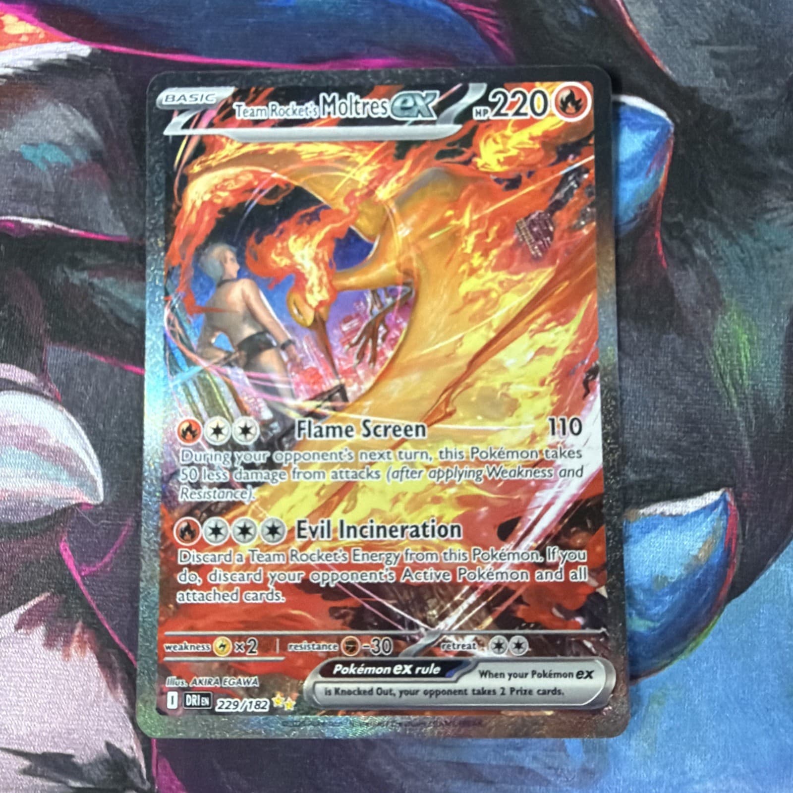 Team Rocket's Moltres ex 229/182 Destined Rivals SIR Holo Pokemon TCG NM/M