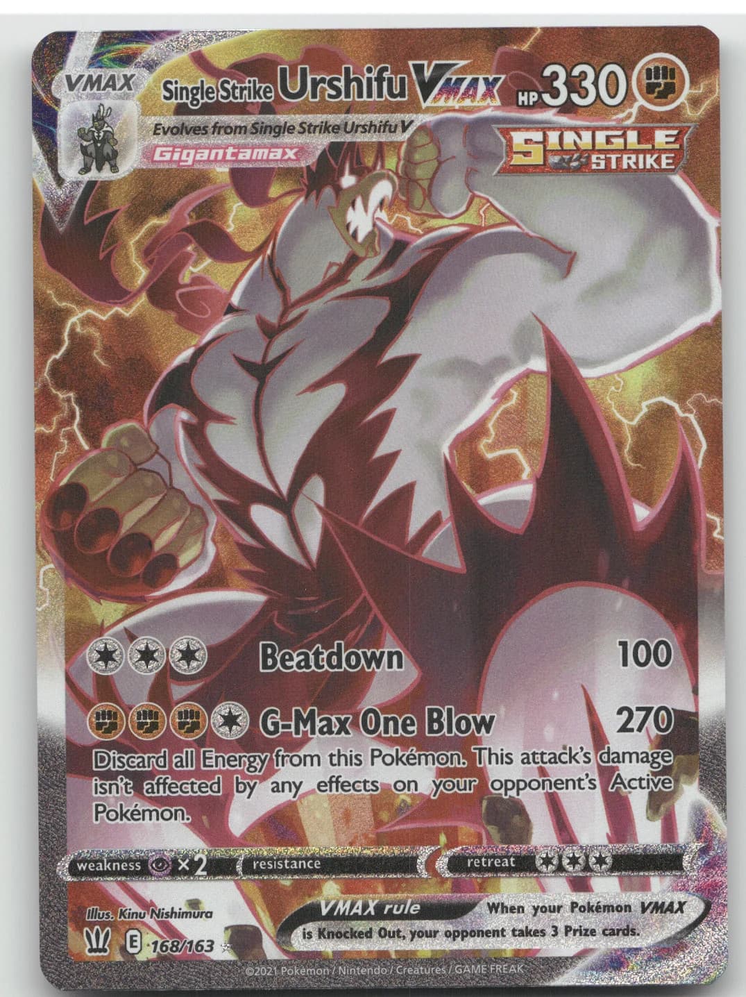 2021 Battle Styles Single Strike Urshifu VMAX Secret Rare #168/163