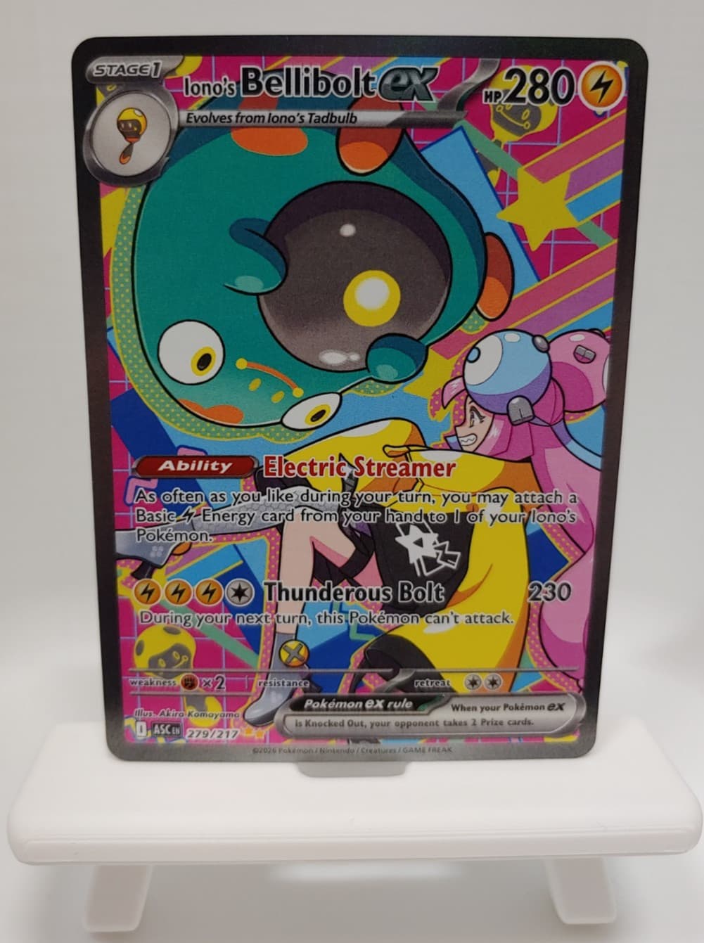 Pokemon Iono's Bellibolt ex 279/217 SIR Special Illustration Rare Ascended Heroe