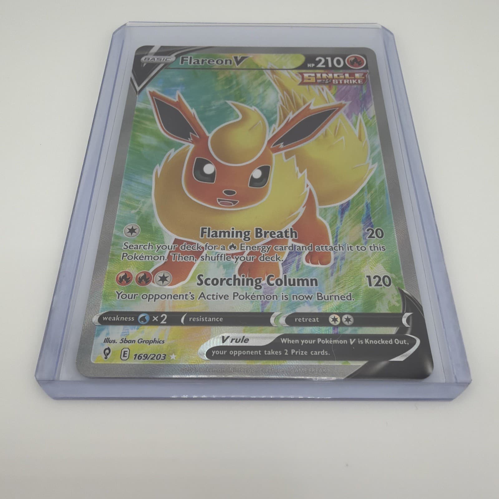Pokemon Flareon V (Full Art) Holo Ultra Rare SWSH07: Evolving Skies 169/203 NM