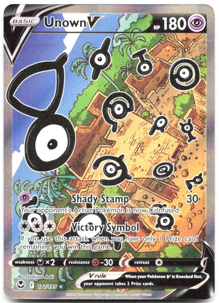 Unown V (Alternate Full Art) 177/195 Pokemon SWSH12: Silver Tempest Holo Ultra R