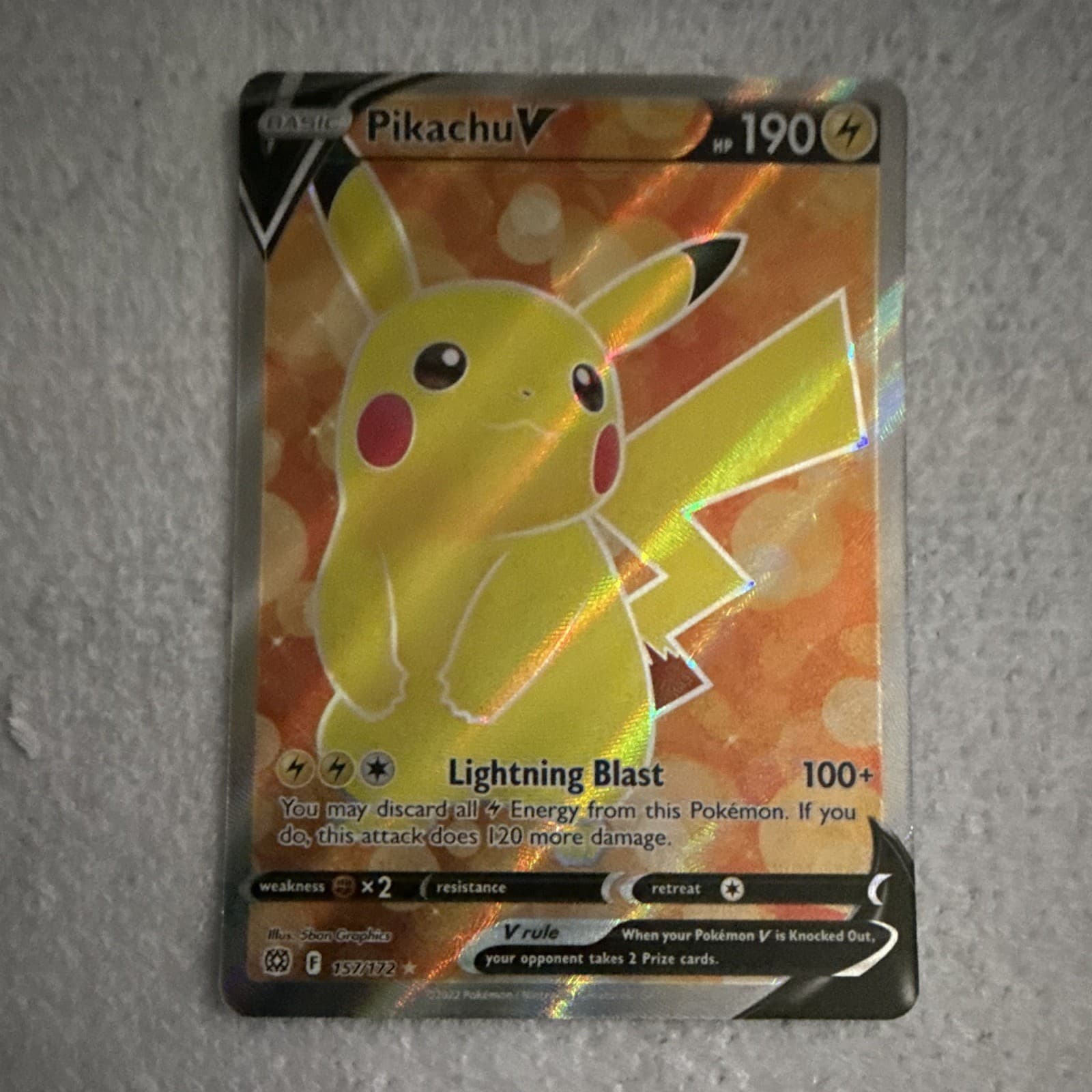 Pikachu V 157/172 Brilliant Stars Holo Card - Mint Condition 