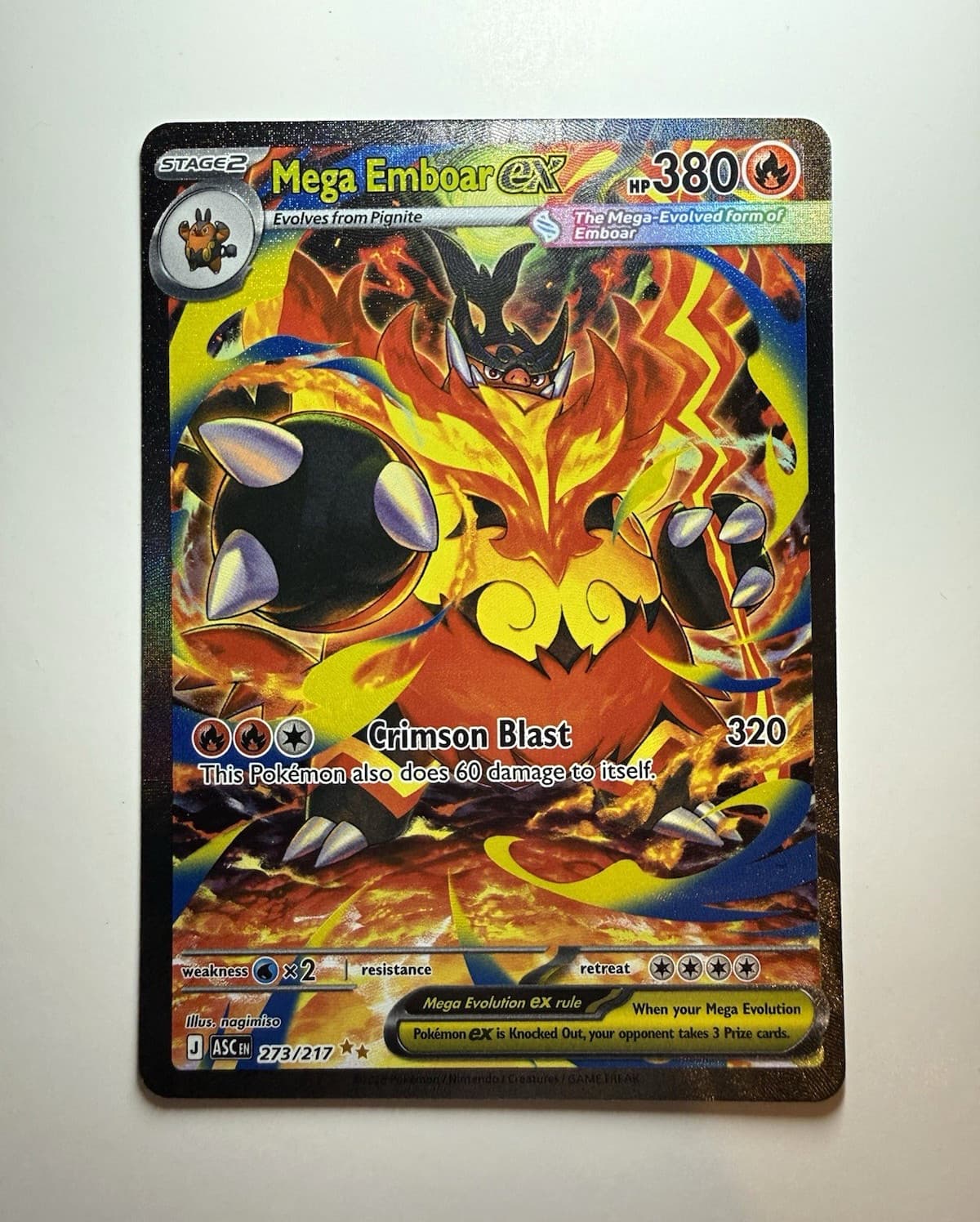 Pokemon Mega Emboar ex 273/217 SIR Special Illustration Rare Ascended Heroes NM