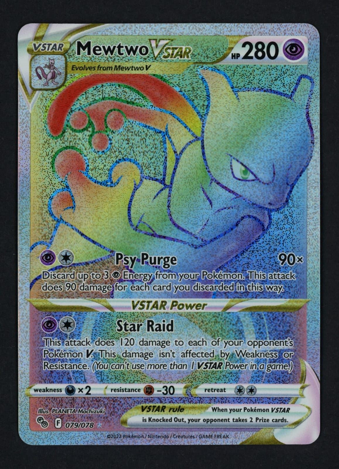Mewtwo VSTAR 079/078 Holofoil Pokemon GO Secret Rare Pokemon TCG