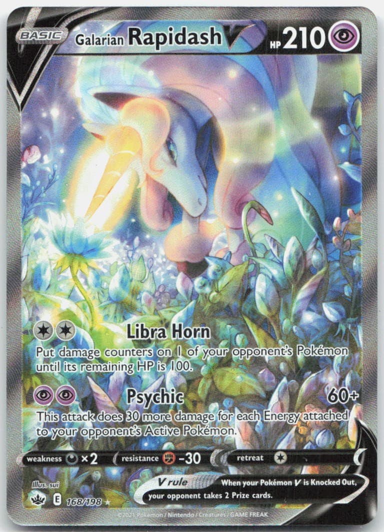Galarian Rapidash V Alternate Full Art SWSH06: Chilling Reign 168/198 NM sui