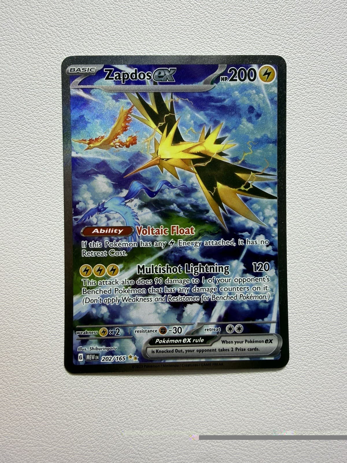  Zapdos ex 202/165 Sv: Scarlet & Violet 151 Holo NM