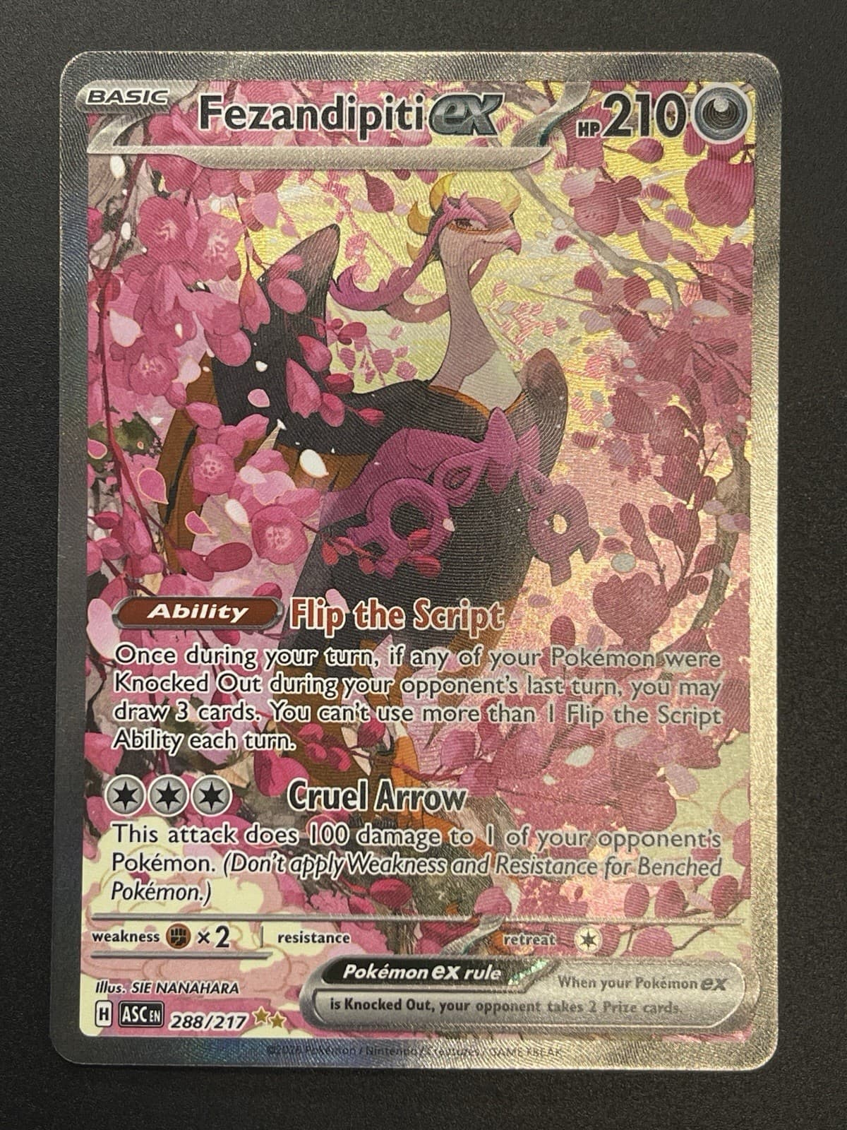 Pokémon TCG Fezandipiti ex 288/217 Shrouded Fable Full Art SIR Holo
