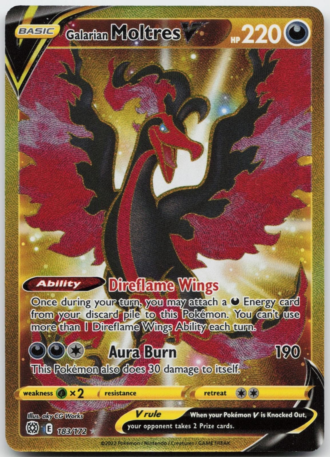 Galarian Moltres V 183/172 BRS Brilliant Stars Pokemon aky CG Works Holo NM