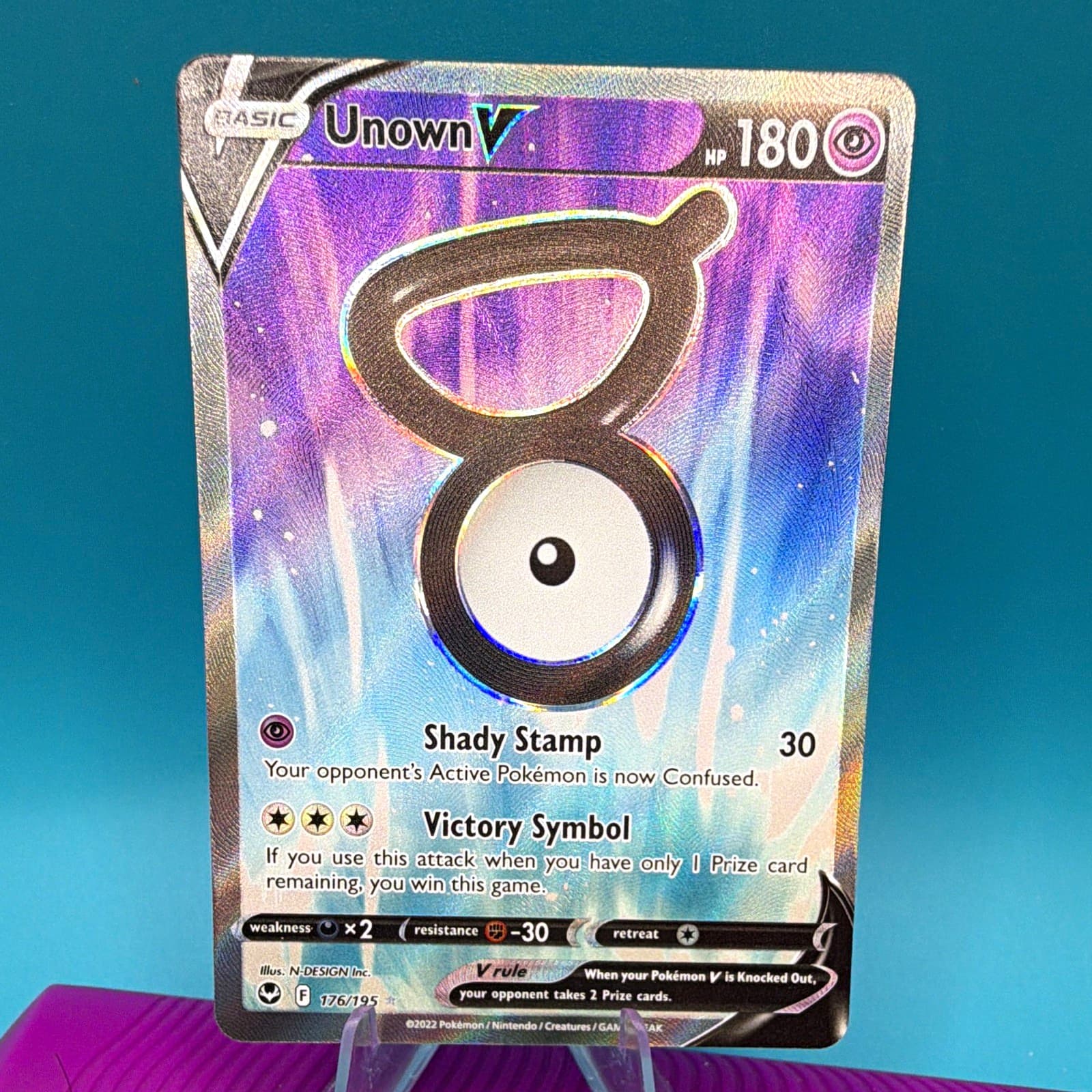 The Pokémon Company Unown V 176/195 Silver Tempest Ultra Rare Full Art Holo NM